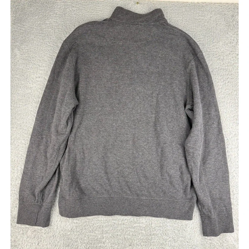 Polo Ralph Lauren Mens M Gray 1/4 Zip Pullover Sweatshirt Blue Pony Cotton Blend